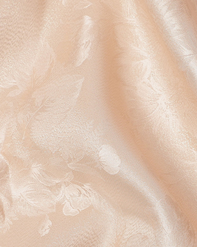 Peach Floral Self-Design Pure Silk Satin Fabric 140 Cms Width Made in China-D24906