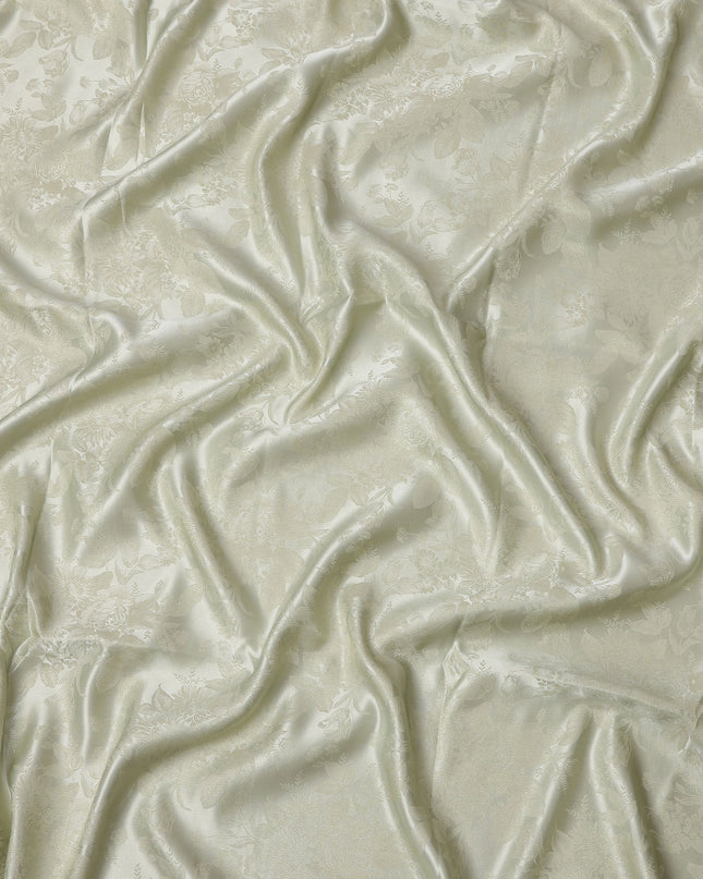 Light Green Pure Silk Satin Fabric with Subtle Metallic Finish, 140 Cms Width, China-D25343