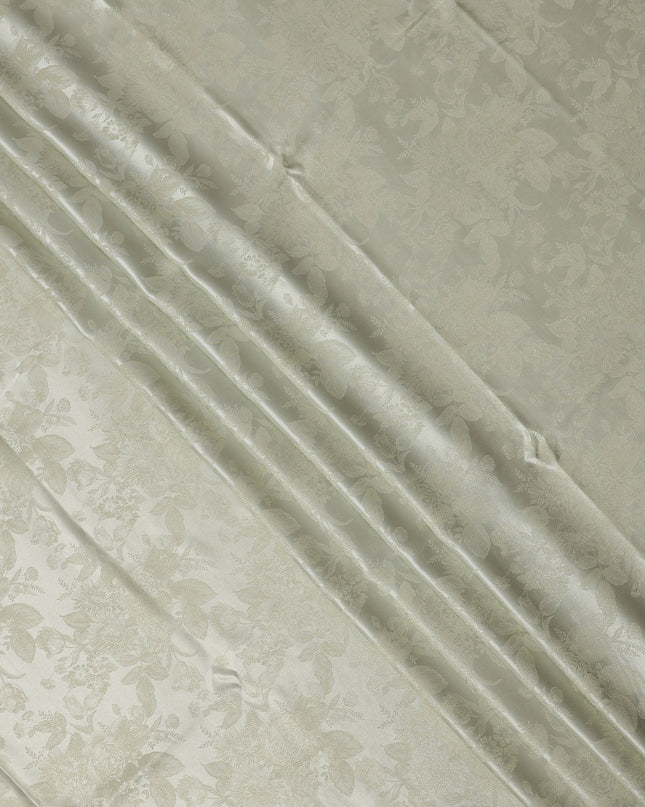 Light Green Pure Silk Satin Fabric with Subtle Metallic Finish, 140 Cms Width, China-D25343