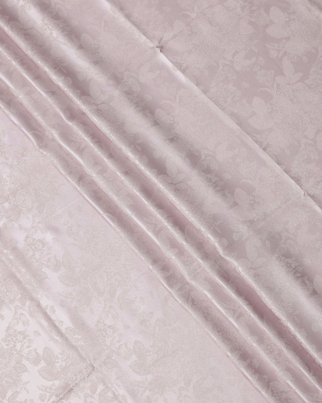 Light Pink Floral Self-Design Pure Silk Satin Fabric 140 Cms Width Made in China-D24896