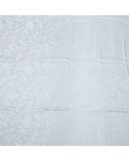 Light Blue Floral Self-Design Pure Silk Satin Fabric 140 Cms Width Made in China-D24885