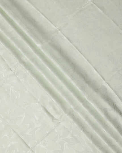 Light Green Floral Self-Design Pure Silk Satin Fabric 140 Cms Width Made in China-D24887