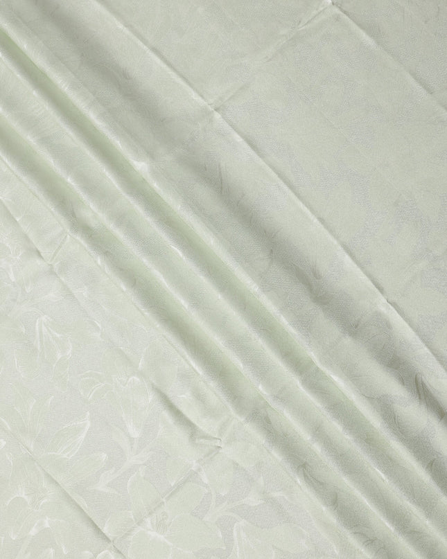 Light Lime Green Pure Silk Satin Fabric with Subtle Metallic Finish, 140 Cms Width, China-D25329