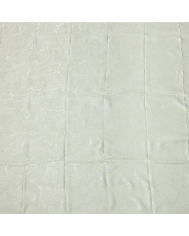 Light Green Floral Self-Design Pure Silk Satin Fabric 140 Cms Width Made in China-D24887
