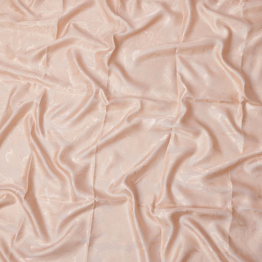 Peach Floral Self-Design Pure Silk Satin Fabric 140 Cms Width Made in China-D24886