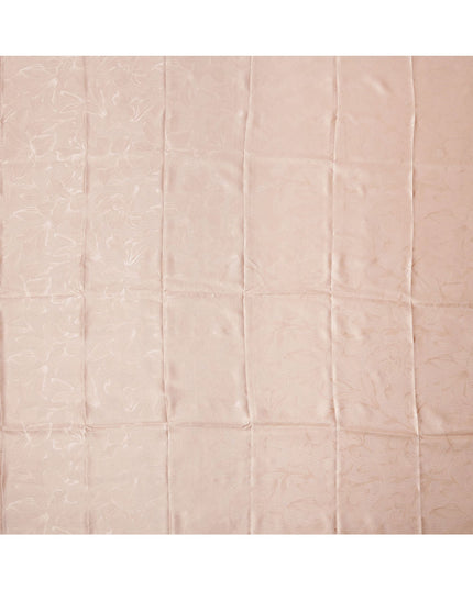 Peach Floral Self-Design Pure Silk Satin Fabric 140 Cms Width Made in China-D24886