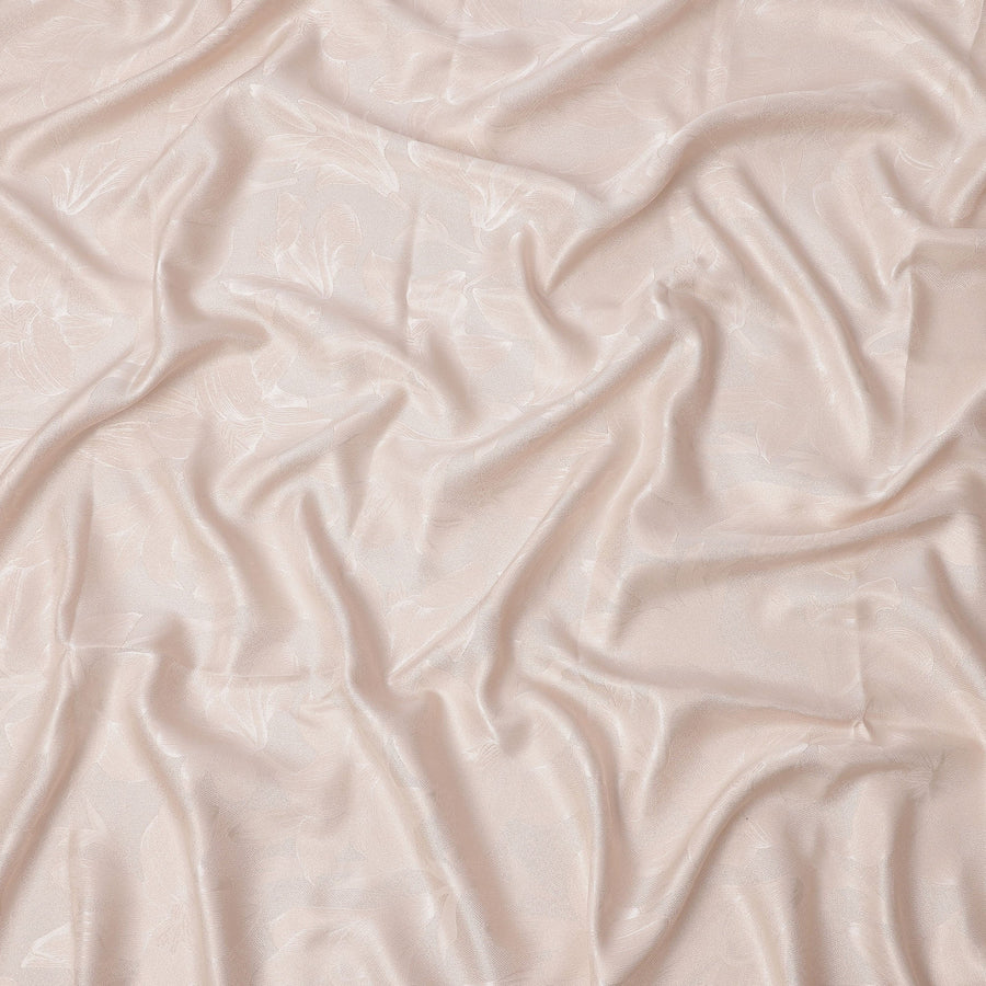 Blush Pink Floral Self-Design Pure Silk Satin Fabric 140 Cms Width Made in China-D24892