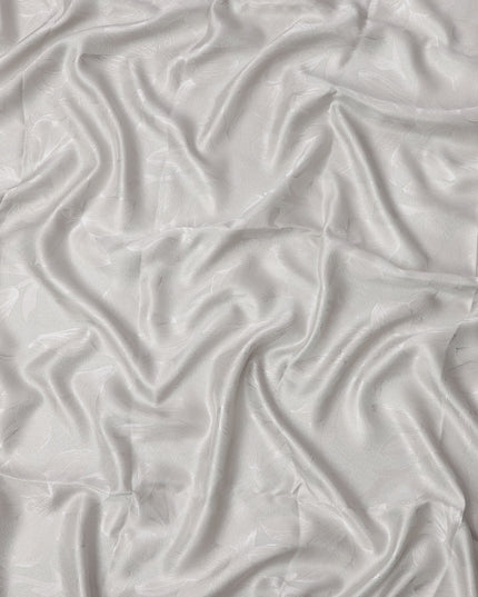 Silver Grey Floral Self-Design Pure Silk Satin Fabric 140 Cms Width Made in China-D24889
