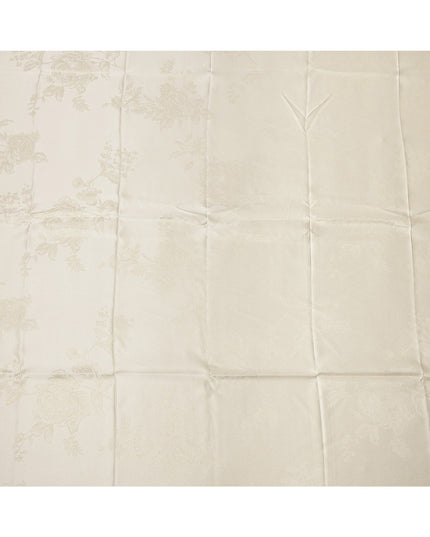 Cream Floral Jacquard Pure Silk Satin Fabric 140 Cms Width Made in China-D24910