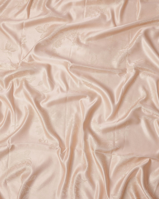 Light Peach Pure Silk Satin Fabric with Subtle Metallic Finish, 140 Cms Width, China-D25333