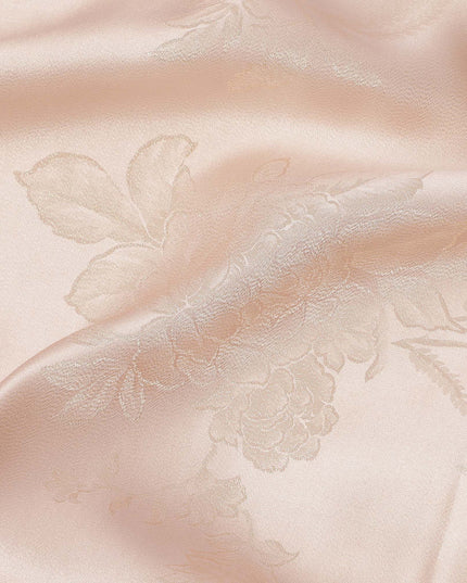 Light Peach Pure Silk Satin Fabric with Subtle Metallic Finish, 140 Cms Width, China-D25333