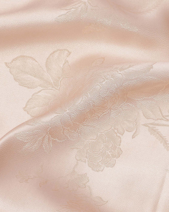 Light Peach Pure Silk Satin Fabric with Subtle Metallic Finish, 140 Cms Width, China-D25333