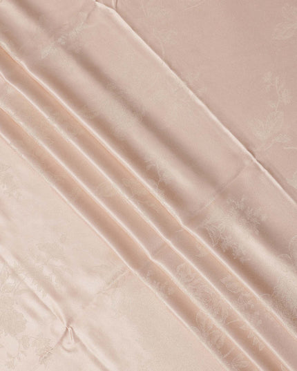 Light Peach Pure Silk Satin Fabric with Subtle Metallic Finish, 140 Cms Width, China-D25333