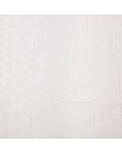 White Floral Self-Design Pure Silk Satin Fabric 140 Cms Width Made in China-D24899
