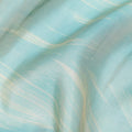 Aqua Blue and Beige Abstract Brushstroke Print Silk Satin Fabric, 110 Cms Width, India-D24668