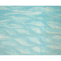 Aqua Blue and Beige Abstract Brushstroke Print Silk Satin Fabric, 110 Cms Width, India-D24668