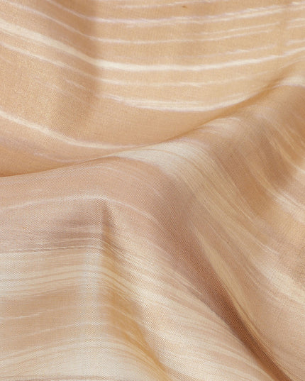 Beige and Cream Abstract Brushstroke Print Silk Satin Fabric, 110 Cms Width, India-D24669