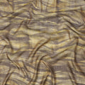 Golden Yellow and Brown Abstract Brushstroke Print Silk Satin Fabric, 110 Cms Width, India-D24667