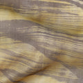 Golden Yellow and Brown Abstract Brushstroke Print Silk Satin Fabric, 110 Cms Width, India-D24667
