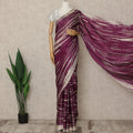 Wine Purple Premium Pure Silk Satin Saree With Abstract Striped Print 5.5 Mtrs Length 110 Cms Width From India-D27239