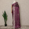 Wine Purple Premium Pure Silk Satin Saree With Abstract Striped Print 5.5 Mtrs Length 110 Cms Width From India-D27239