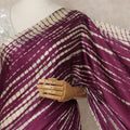 Wine Purple Premium Pure Silk Satin Saree With Abstract Striped Print 5.5 Mtrs Length 110 Cms Width From India-D27239