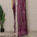 Wine Purple Premium Pure Silk Satin Saree With Abstract Striped Print 5.5 Mtrs Length 110 Cms Width From India-D27239