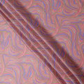 Pink Multicolor Abstract Wave Print Silk Satin Fabric 110 Cms Width India-D24990
