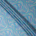 Blue Multicolor Abstract Wave Print Silk Satin Fabric 110 Cms Width India-D24991