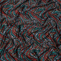 Multicolor Abstract Wave Print Silk Satin Fabric 110 Cms Width India-D24989