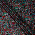 Multicolor Abstract Wave Print Silk Satin Fabric 110 Cms Width India-D24989