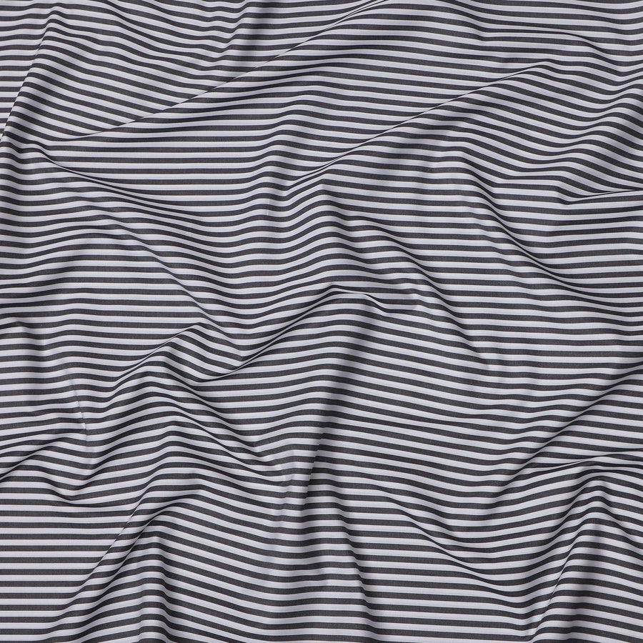 White and Black Horizontal Stripe Italian 100% Cotton Shirting Fabric, 150 Cms, Italy-D24940