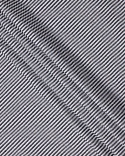 White and Black Horizontal Stripe Italian 100% Cotton Shirting Fabric, 150 Cms, Italy-D24940