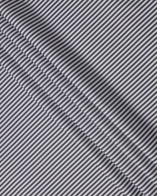 White and Black Horizontal Stripe Italian 100% Cotton Shirting Fabric, 150 Cms, Italy-D24940