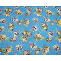 Blue Floral Bouquet Print on Premium Pure Italian Silk Satin Fabric, 140 Cms Width, Italy-D24781