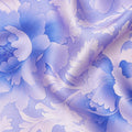 Blue and White Floral Damask Print on Premium Pure Italian Silk Satin Fabric, 140 Cms Width, Italy-D24780