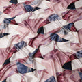 Pink, Maroon, and Navy Geometric Abstract Print on Premium Pure Italian Silk Satin Fabric, 140 Cms Width, Italy-D24790