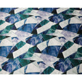 Blue, Green, and White Geometric Abstract Print on Premium Pure Italian Silk Satin Fabric, 140 Cms Width, Italy-D24791
