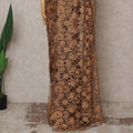 ساري فرنسي فاخر من الدانتيل الشانتيلي بلونين، بني نحاسي، بطول 5.5 متر وعرض 110 سم، مستورد من فرنسا - D25433