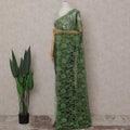 Forest Green Floral French Chantilly Lace Saree