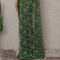Forest Green Floral French Chantilly Lace Saree