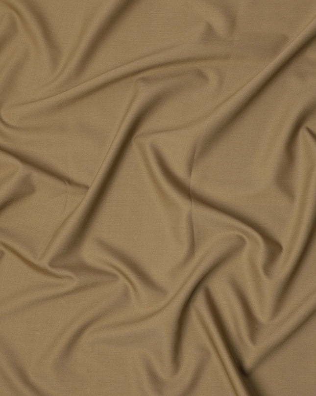 Beige Plain Super 120's Blended Wool Suiting Fabric, 150 Cms, India-D24969
