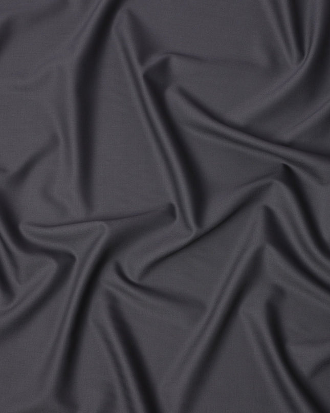 Charcoal Grey Plain Super 120's Blended Wool Suiting Fabric, 150 Cms, India-D24965