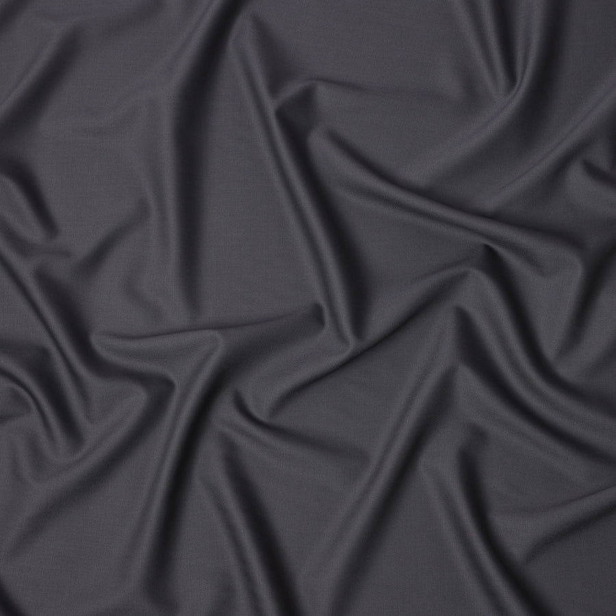 Charcoal Grey Plain Super 120's Blended Wool Suiting Fabric, 150 Cms, India-D24965