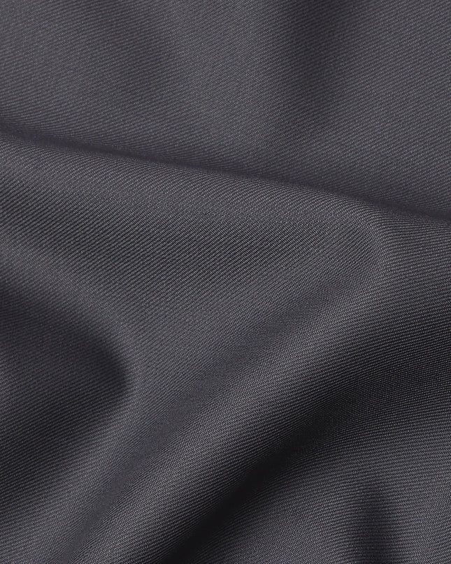 Charcoal Grey Plain Super 120's Blended Wool Suiting Fabric, 150 Cms, India-D24965