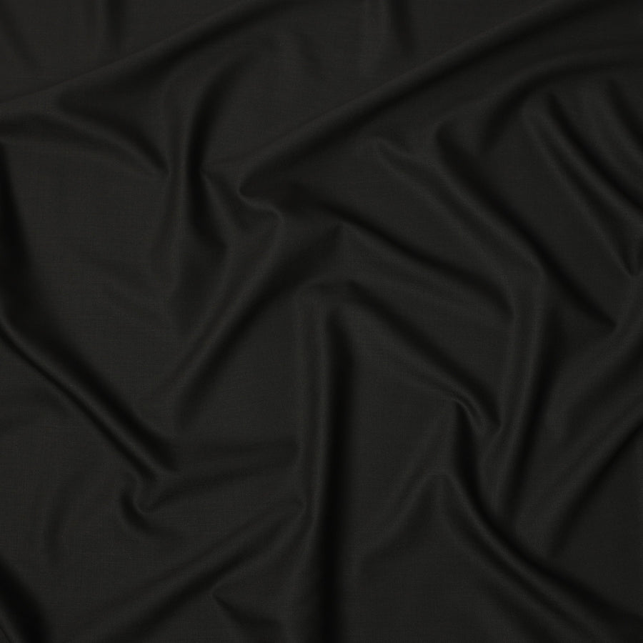 Jet Black Plain Super 120's Blended Wool Suiting Fabric, 150 Cms, India-D24964