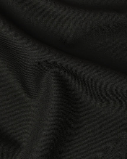 Jet Black Plain Super 120's Blended Wool Suiting Fabric, 150 Cms, India-D24964