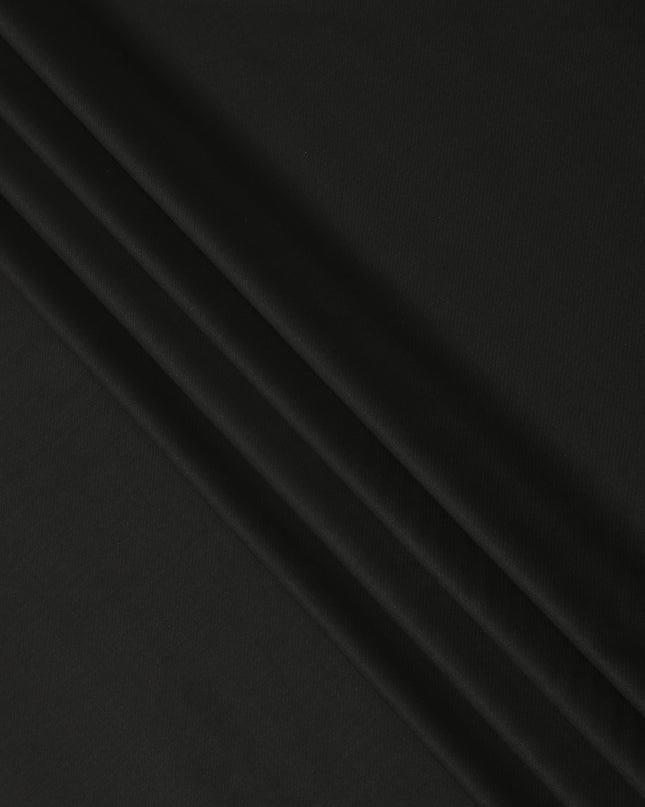 Jet Black Plain Super 120's Blended Wool Suiting Fabric, 150 Cms, India-D24964