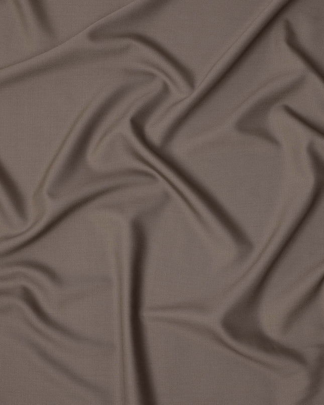 Taupe Plain Super 120's Blended Wool Suiting Fabric, 150 Cms, India-D24962