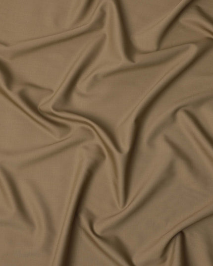 Beige Plain Super 120's Blended Wool Suiting Fabric, 150 Cms, India-D24967